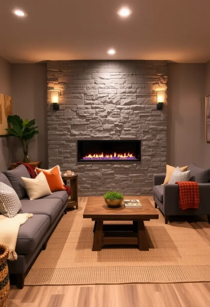 basement fireplace ideas 1