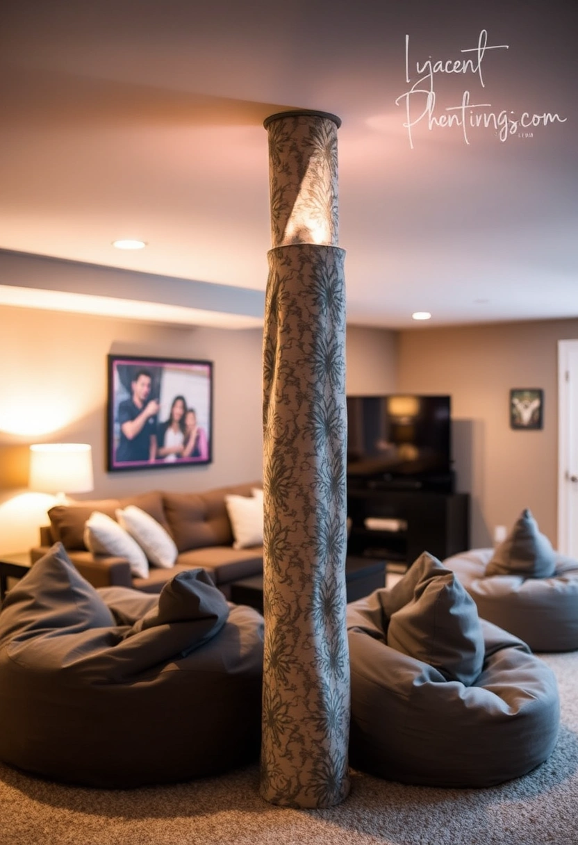 basement pole cover ideas 15