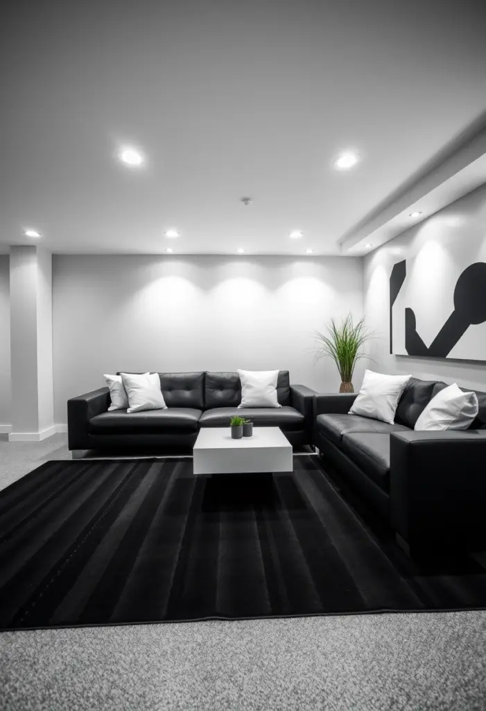 black and white basement ideas 1