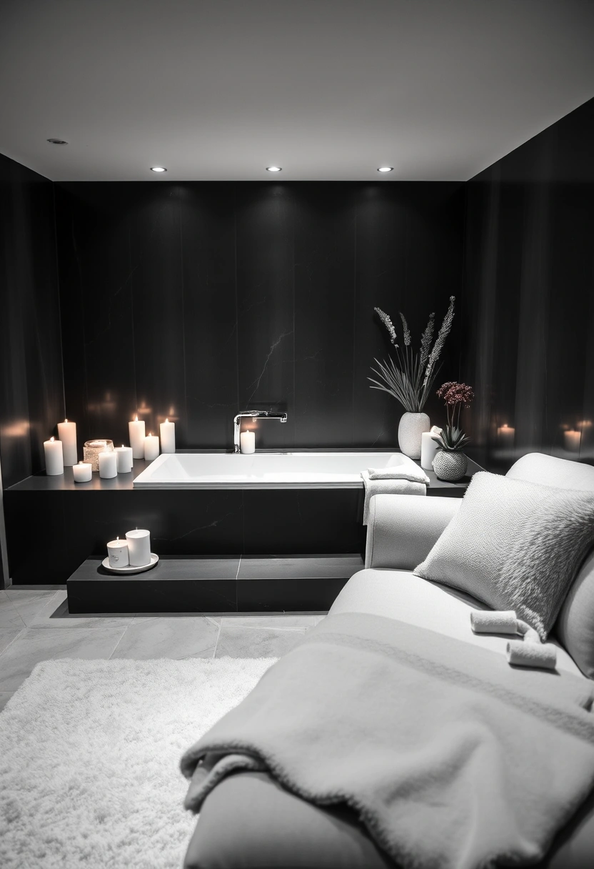 black and white basement ideas 14