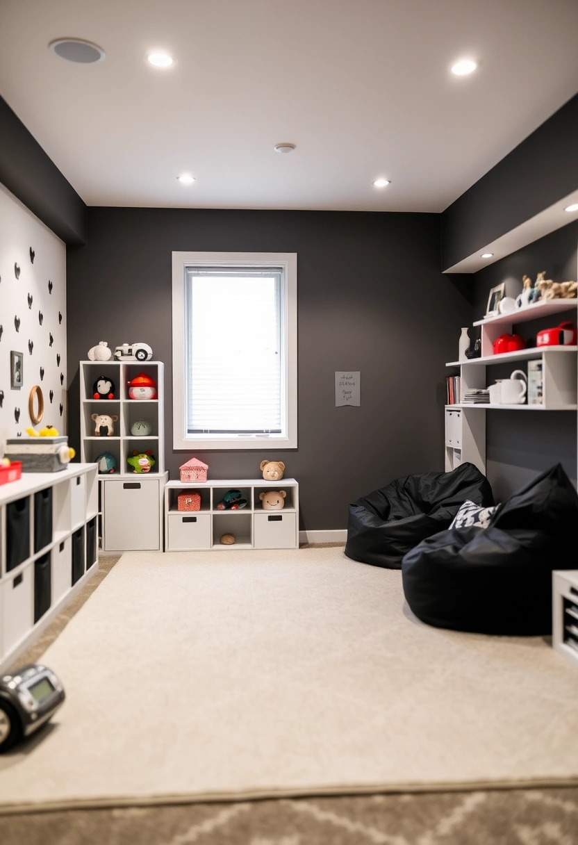 black and white basement ideas 15