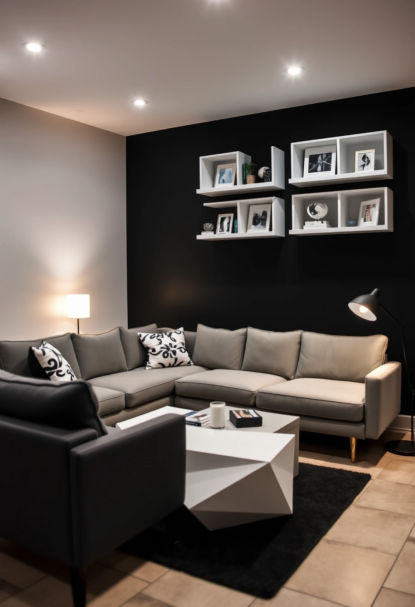 black and white basement ideas 6