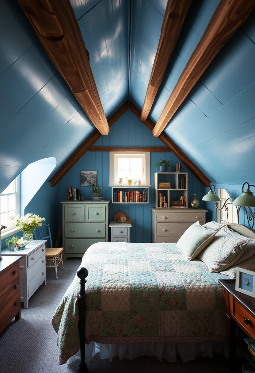 blue attic bedroom 12