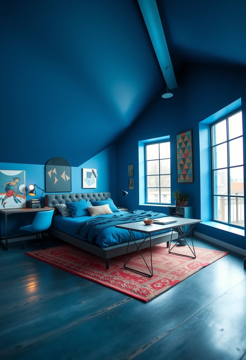 blue attic bedroom 13