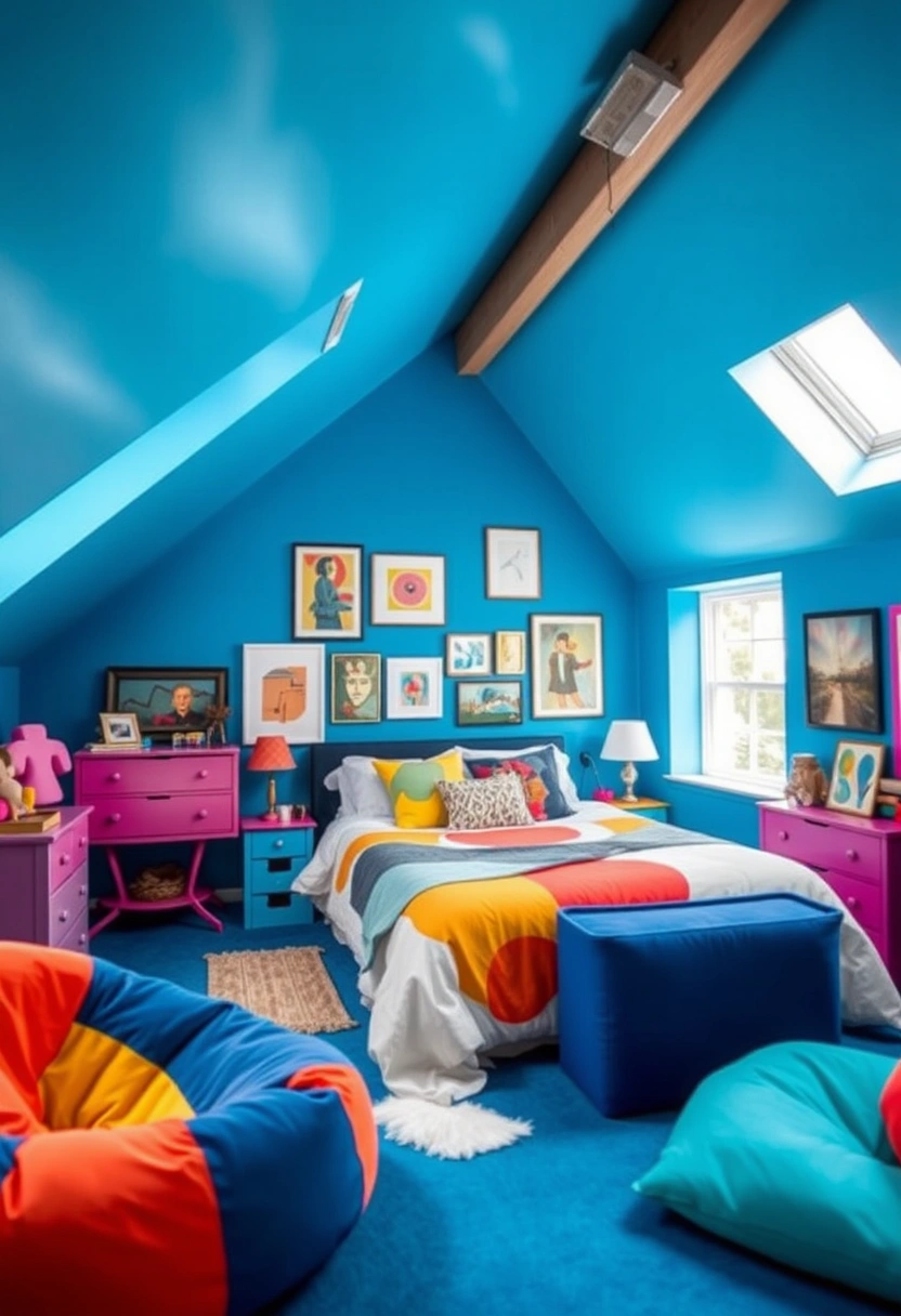 blue attic bedroom 15