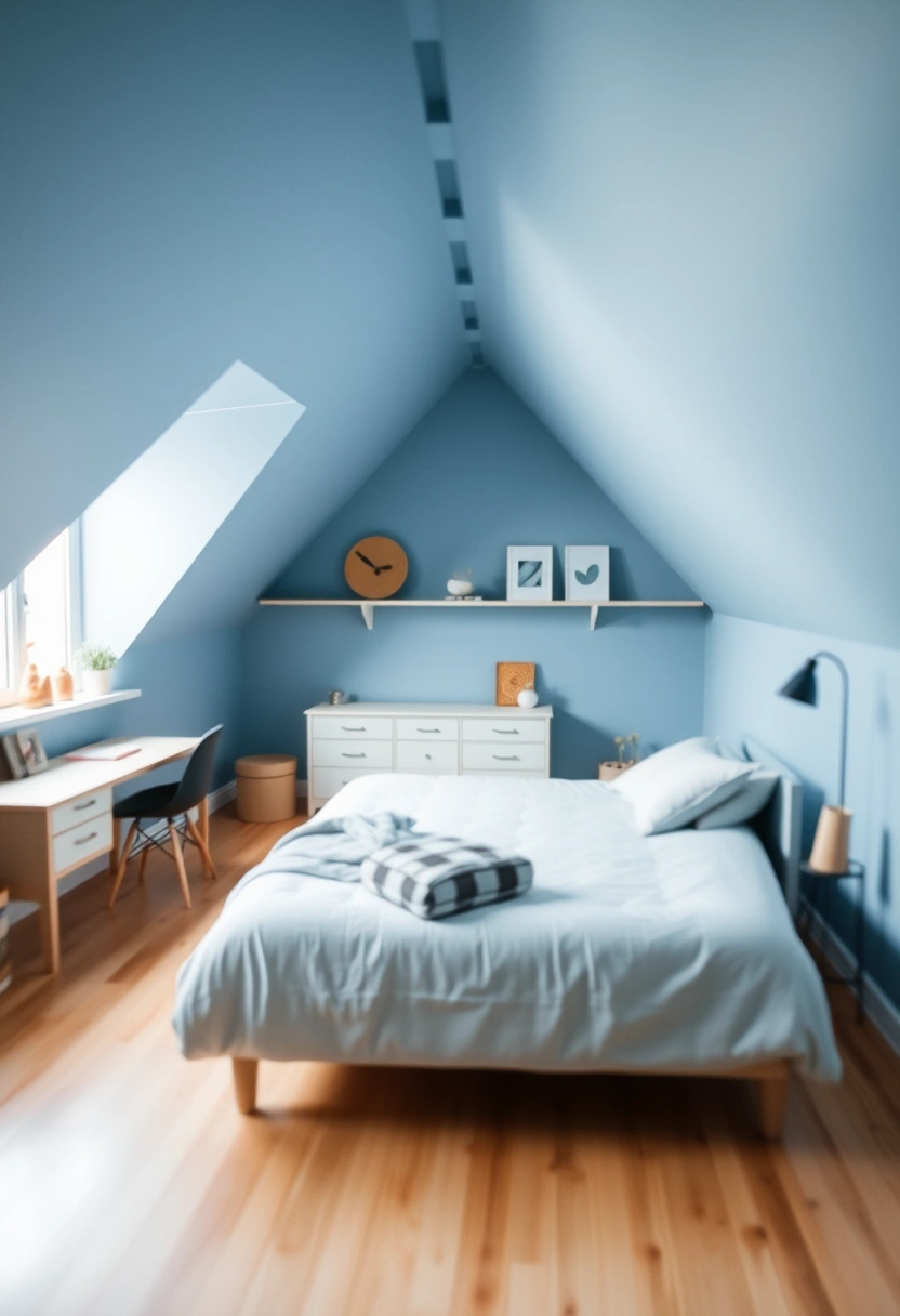 blue attic bedroom 16