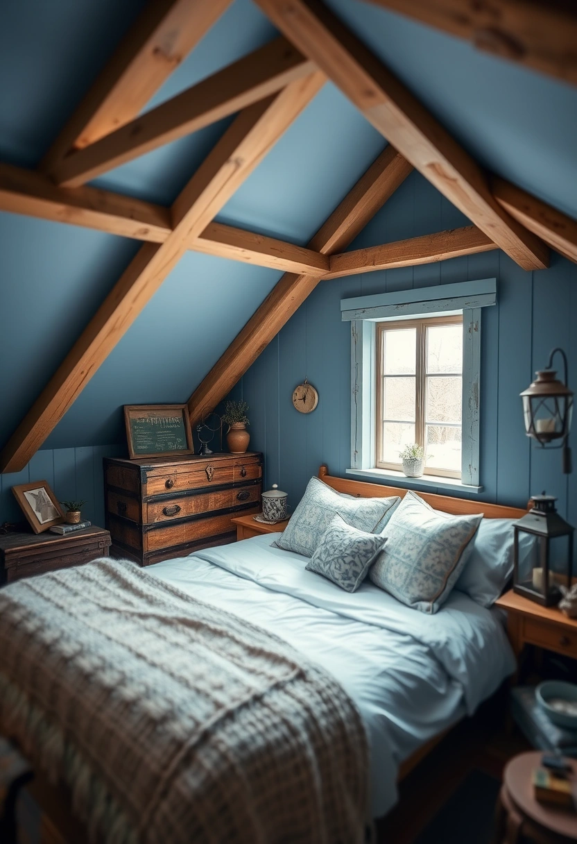 blue attic bedroom 18