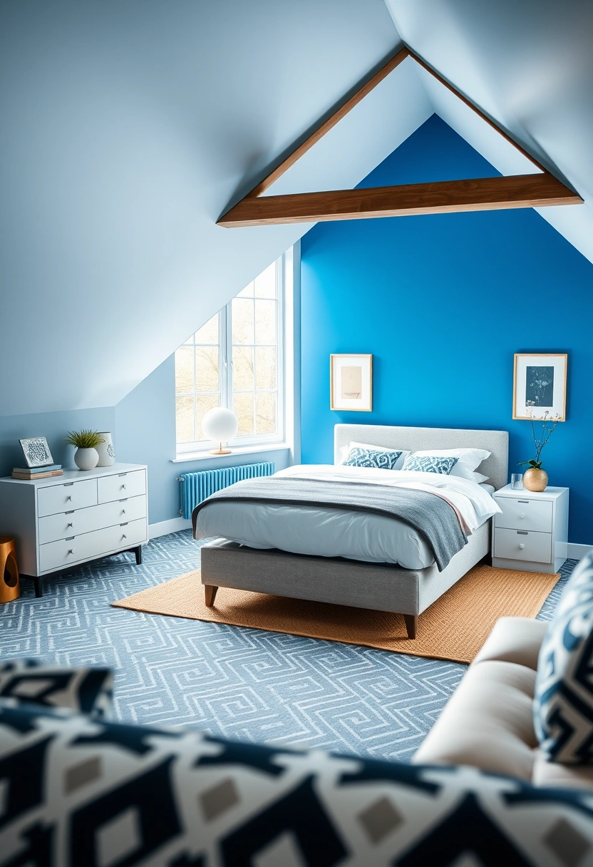 blue attic bedroom 19