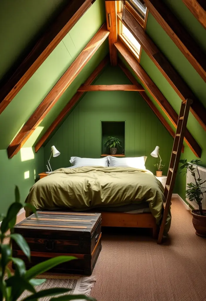 green attic bedroom 1