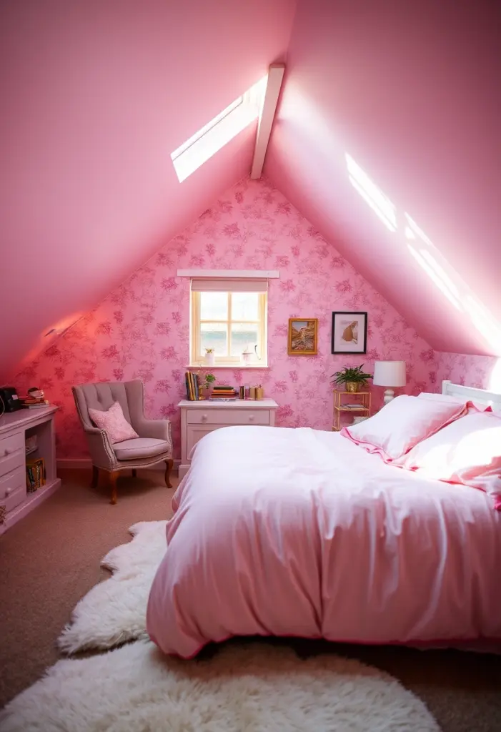 pink attic bedroom 1