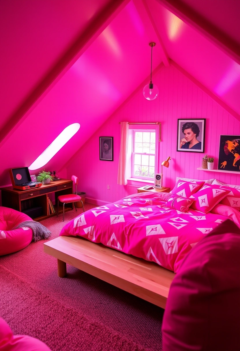 pink attic bedroom 13