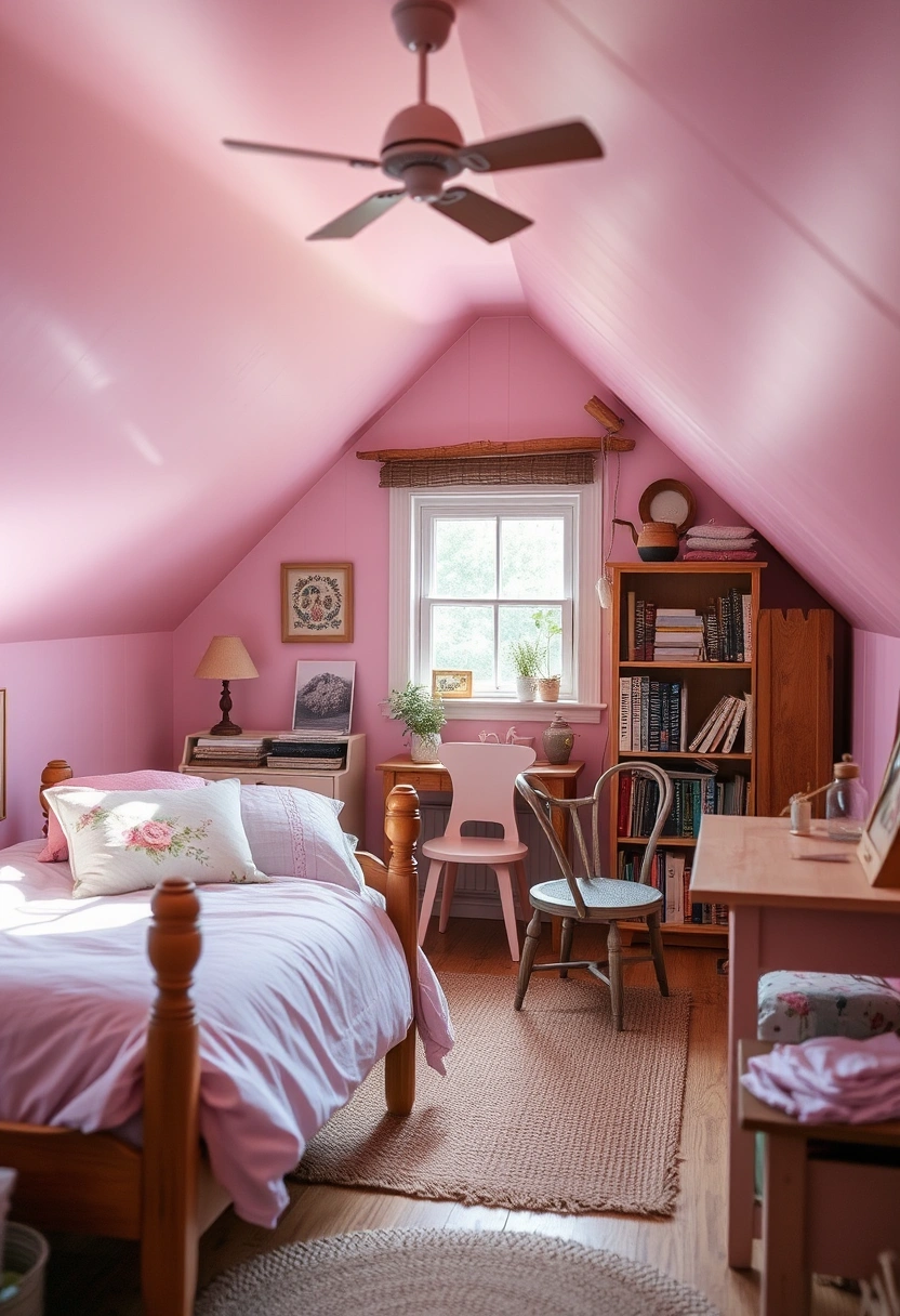 pink attic bedroom 18