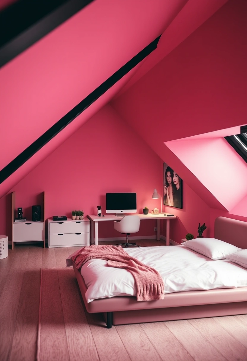 pink attic bedroom 19