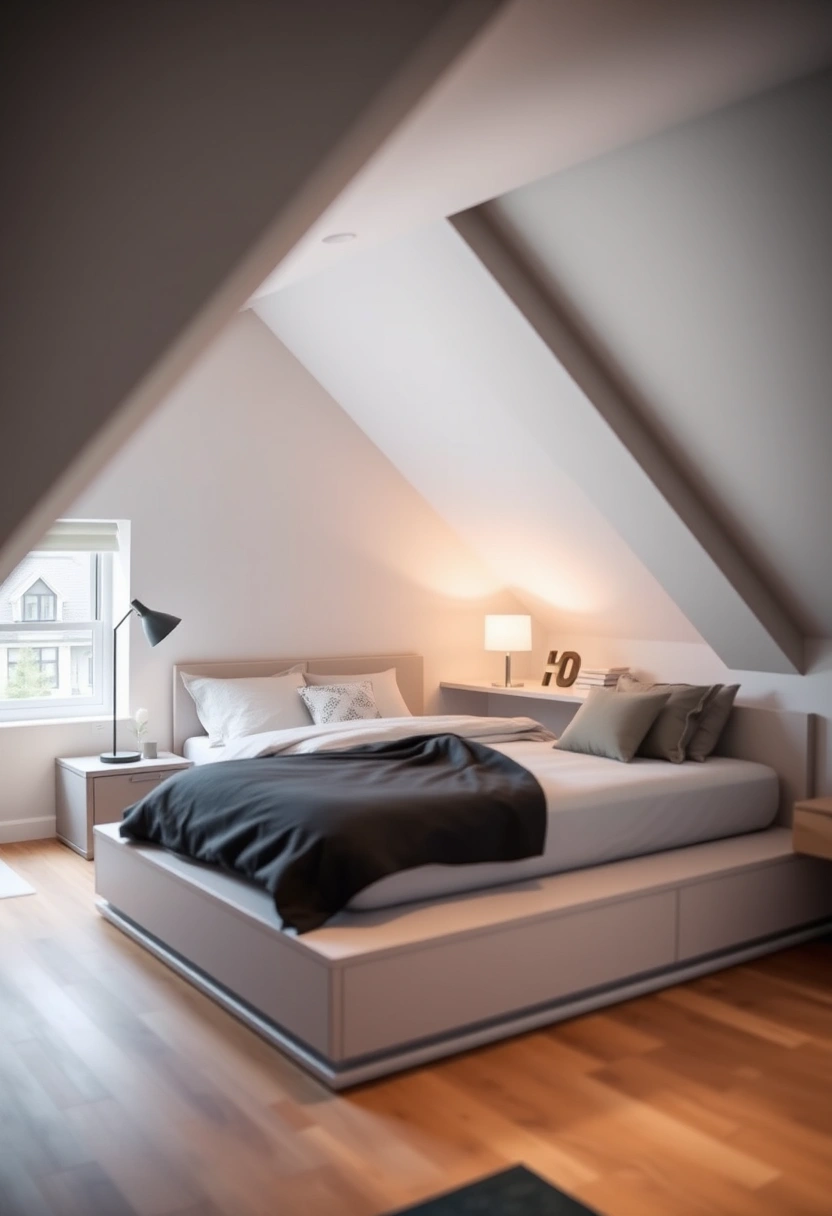 small attic bedroom ideas slanted walls low ceilings 14